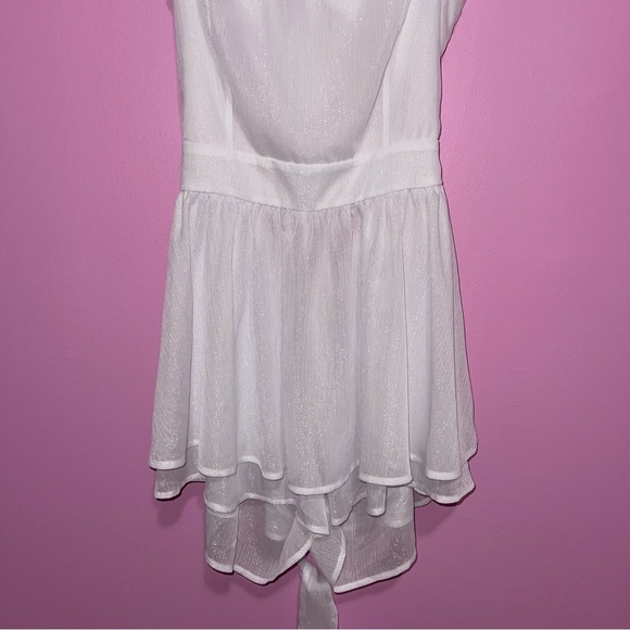 Lucy in the Sky‎ Romper Women's Large White Shimmer Ruffle Hem Tie-Back Dress - Picture 6 of 12